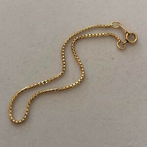 Vintage JWD 14k Solid Gold Yellow Gold Box Chain 7.5” Classic Bracelet